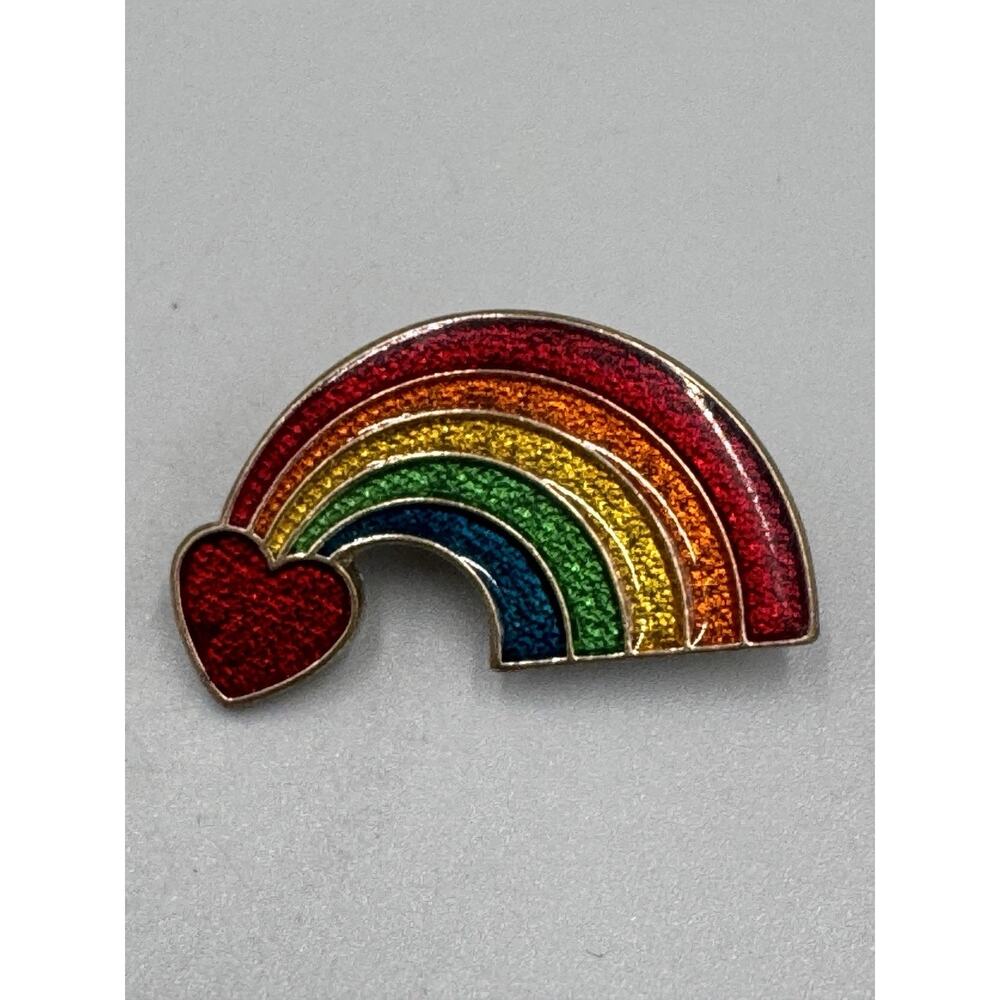 Vintage Rainbow & Heart Shaped Lapel Pin READ DETAILS